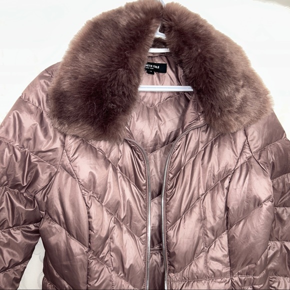Kenneth Cole Champagne Mauve Fur Trim ZipUp Jacket - Picture 6 of 13